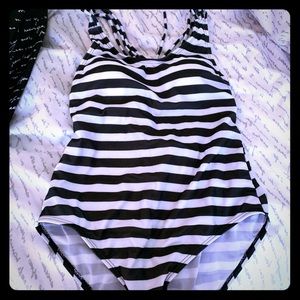 Black & White Striped Monokini